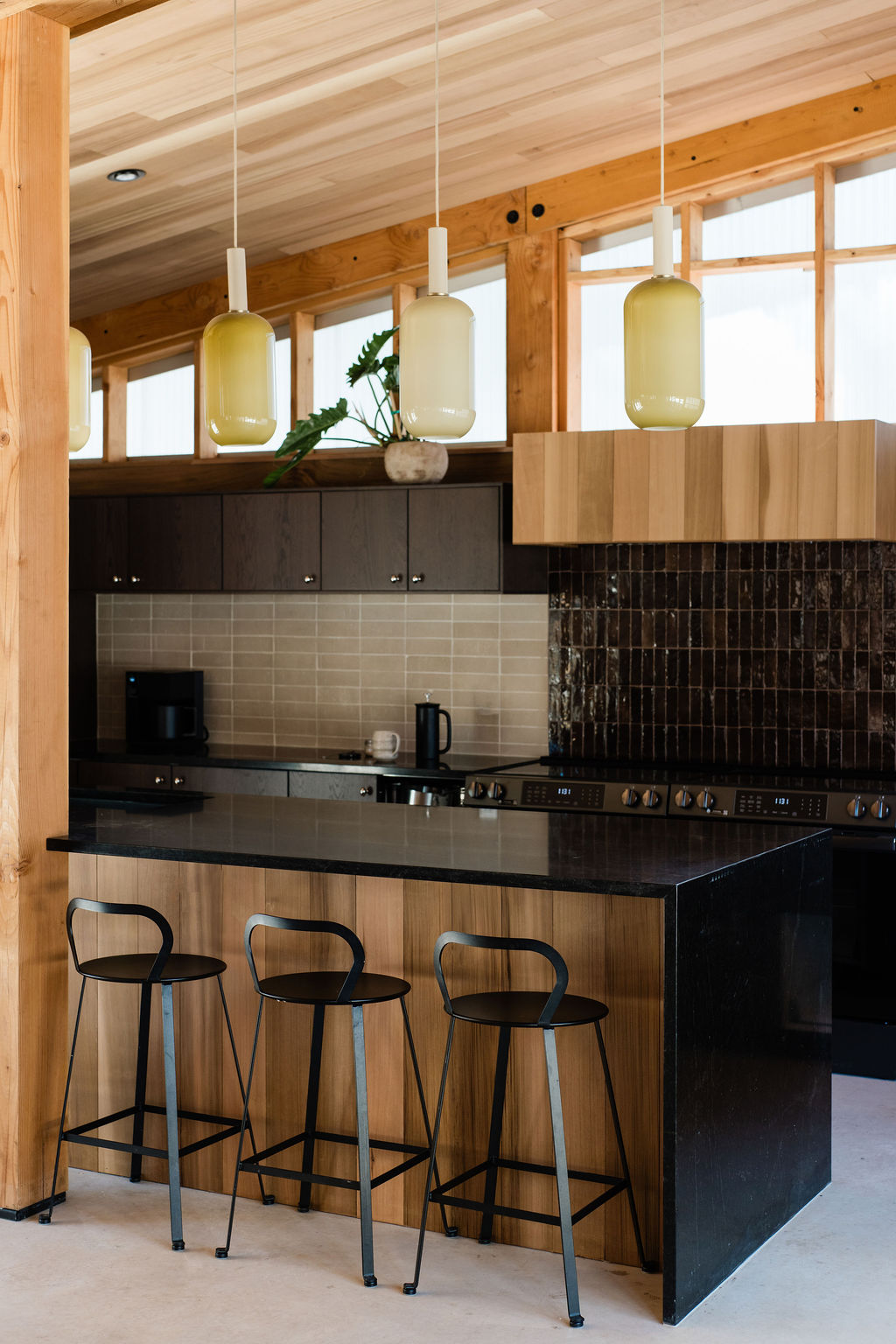 Kitchen bar with handcrafted pendant lights